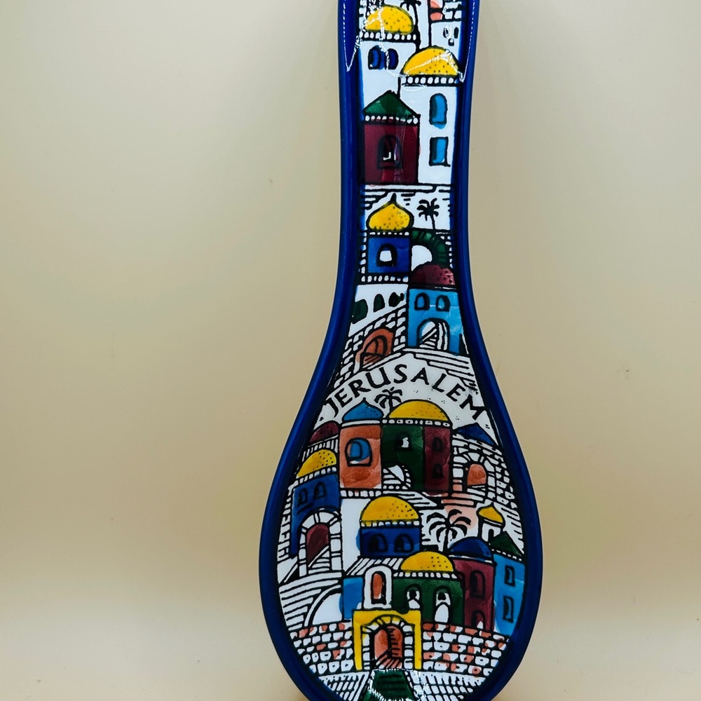 Hand-Painted Jerusalem Spoon Rest for kitchen